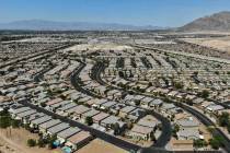 An aerial view of housing developments along Theme Road in east Las Vegas on Wednesday, August ...