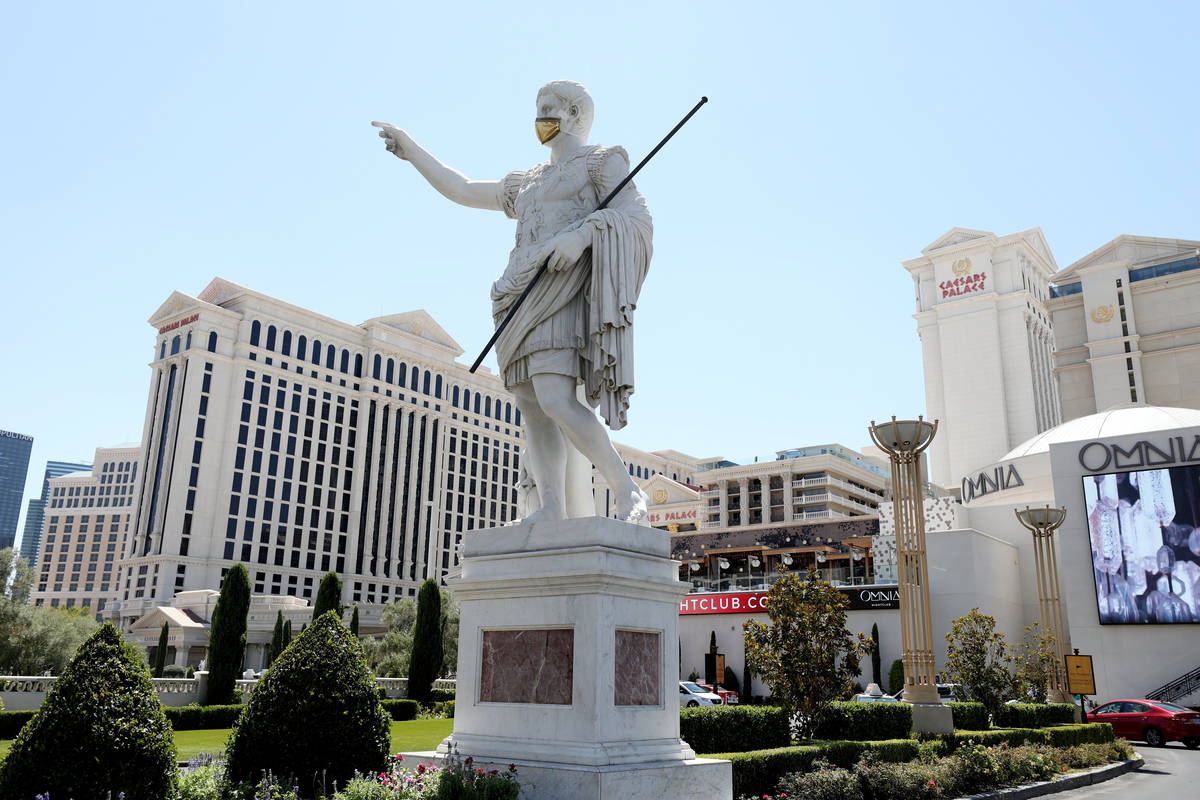 This Aug. 6, 2020, file photo shows Caesars Palace hotel and casino on the Las Vegas Strip. (E ...