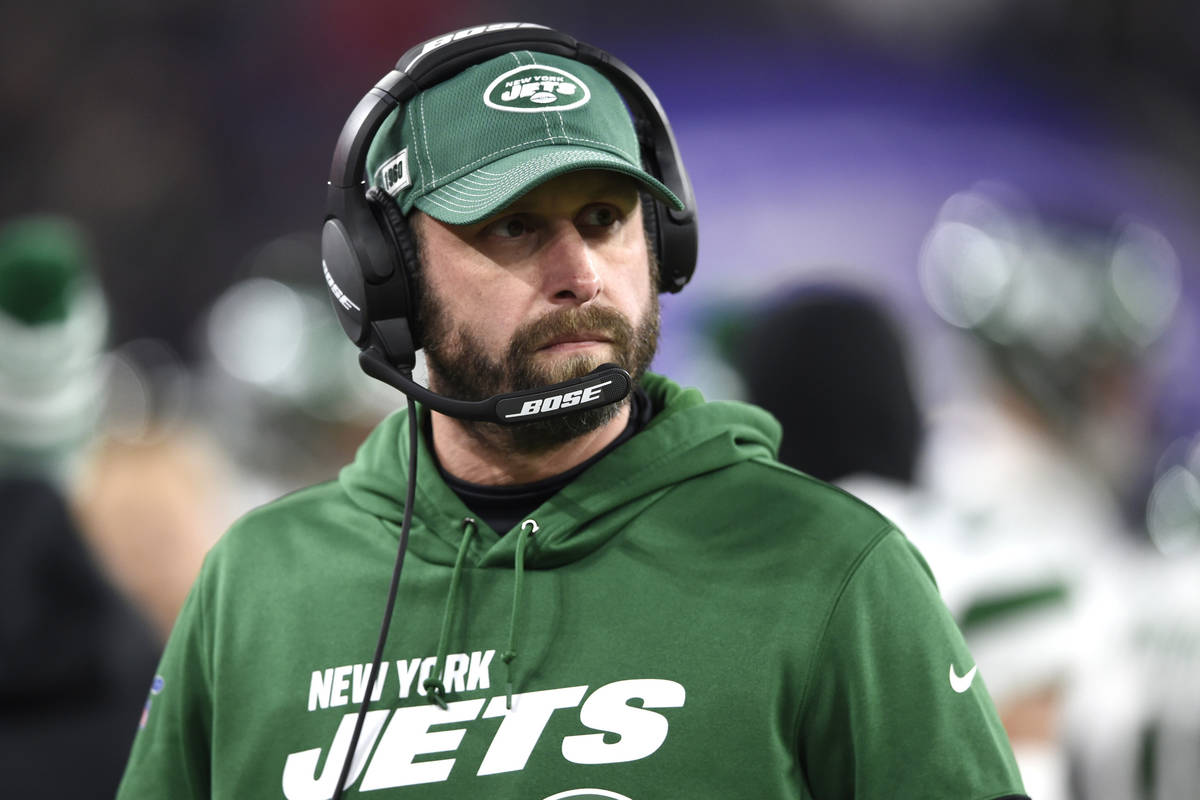 In this Dec. 12, 2019, file photo, New York Jets head coach Adam Gase looks on during the first ...