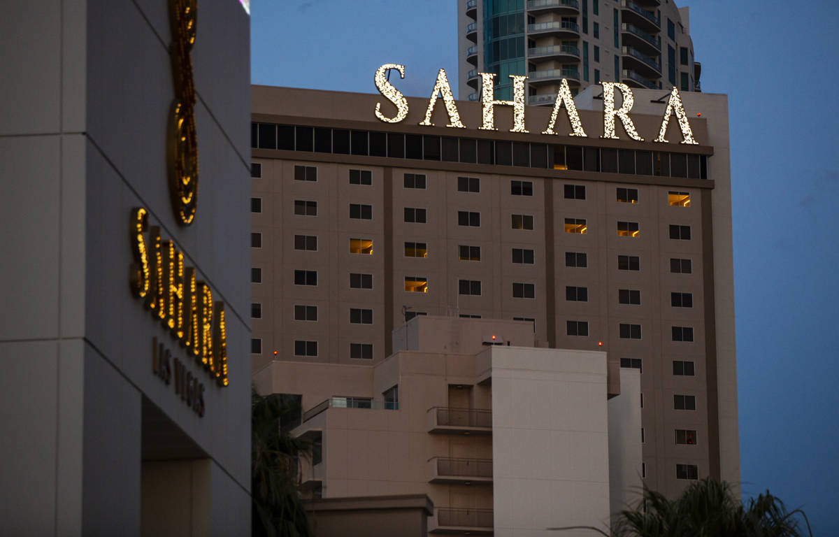 A view of the Sahara Las Vegas on Tuesday, July 21, 2020. (Chase Stevens/Las Vegas Review-Journ ...