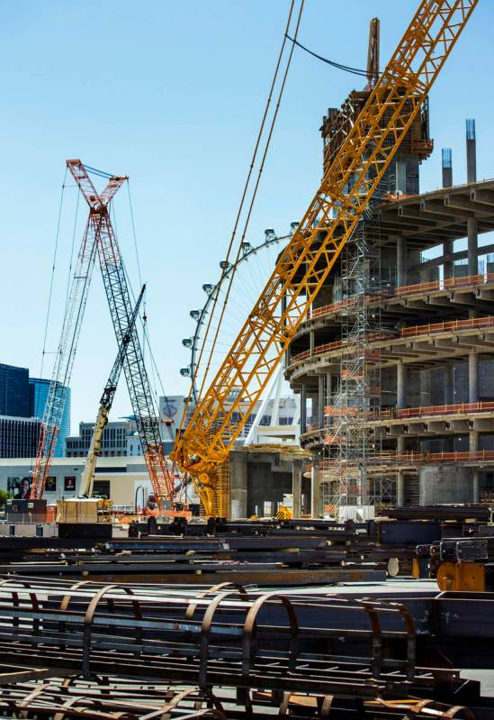 The MSG Sphere at The Venetian construction site remains dormant on Friday, Aug. 14, 2020, in ...