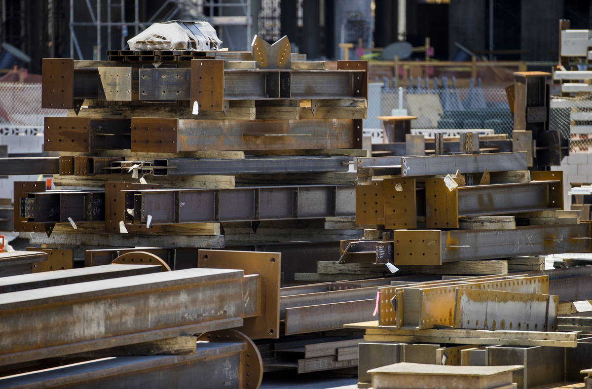 Steel is at the ready as the MSG Sphere at The Venetian construction site remains dormant on Fr ...