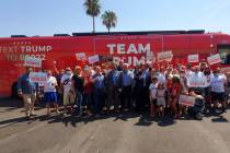 The “Team Trump On Tour” bus moved through Nevada Monday. Campaign surrogates touted Trump' ...