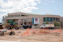 Construction continues on Henderson City Hall's entrance and plaza on Tuesday, Aug. 11, 2020. ( ...