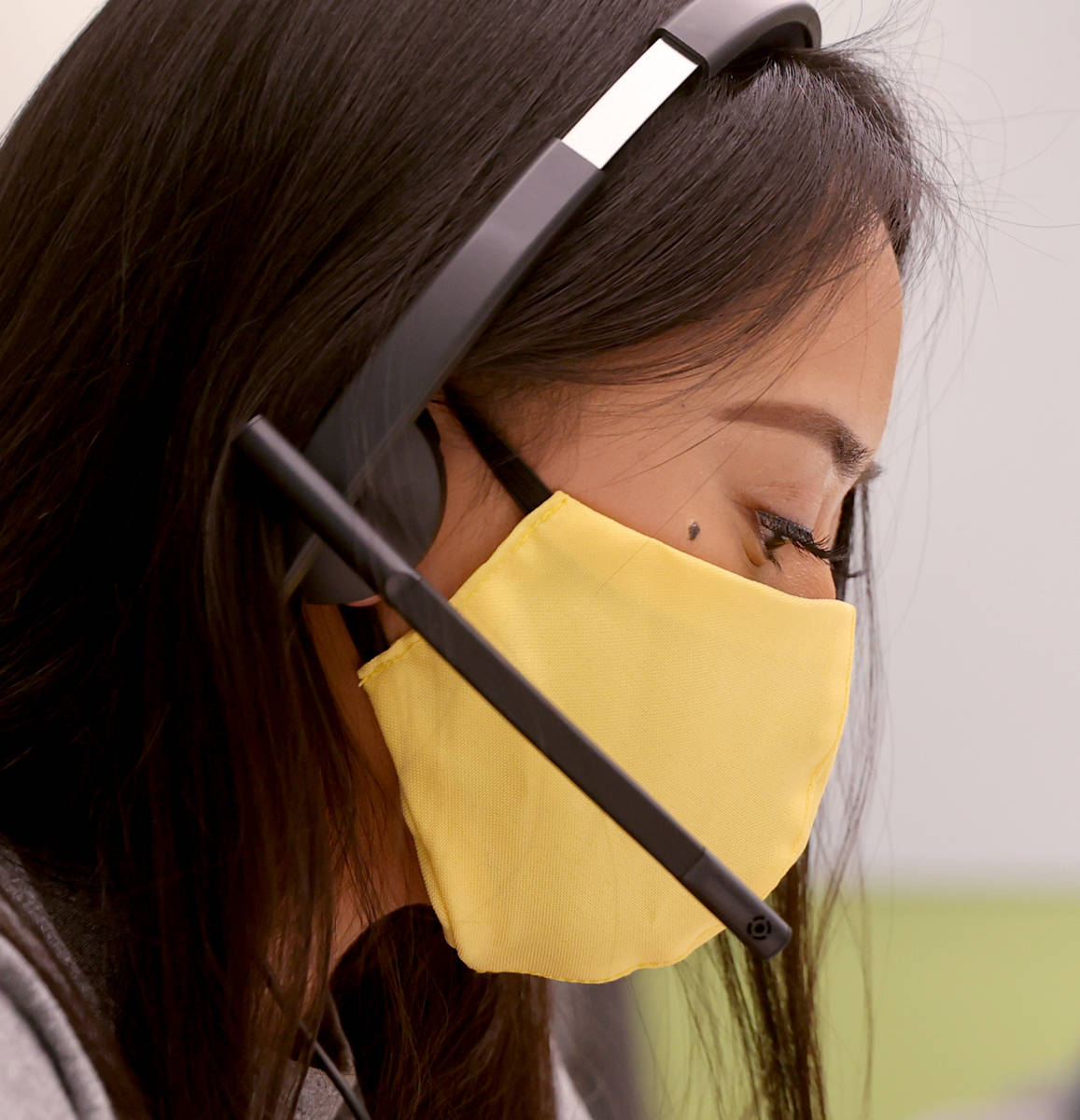 UNLV School of Public Health student Angelika Tabujara works on COVID-19 contract tracing Thurs ...