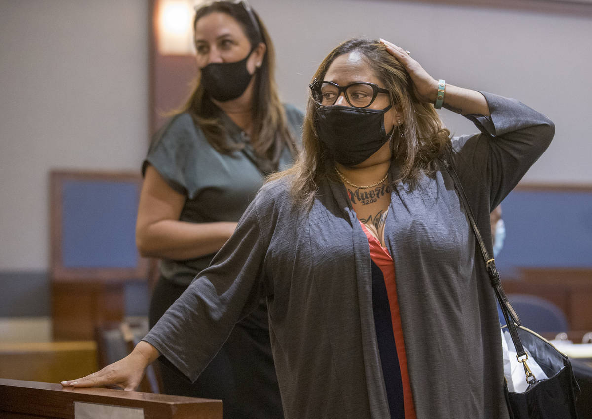 Co-defendant Malinda Mier looks to the door while in court during a preliminary hearing for the ...