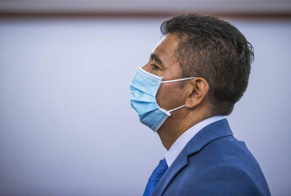 Defendant Adolfo Orozco leaves the courtroom with during a preliminary hearing for the Alpine f ...