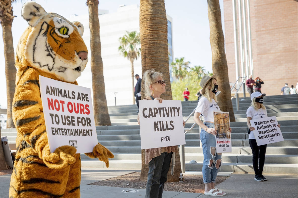 Activists protest animal exhibitor Jeff Lowe, best known for his role in the Netflix documentar ...