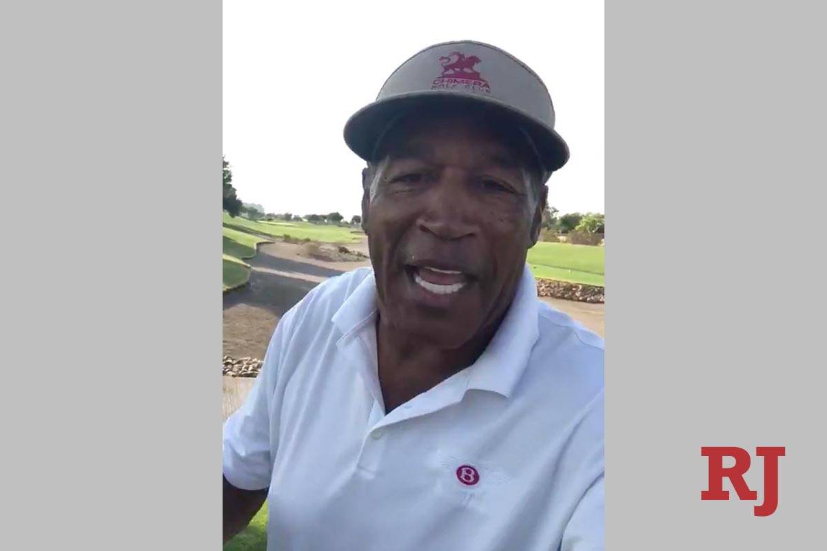 O.J. Simpson, shown during a Twitter video on Tuesday, Aug. 18, 2020. (@TheRealOJ32)
