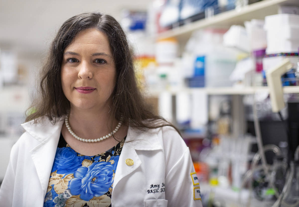 Dr. Amy Stone, assistant professor of microbiology and immunology at Touro University Nevada, p ...