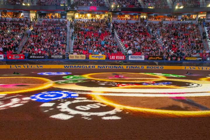 A Vegas-style opening during the tenth go round of the Wrangler National Finals Rodeo at the Th ...