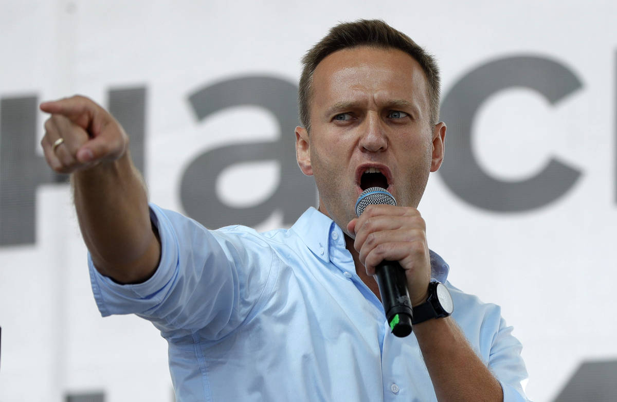 FILE - In this Saturday, July 20, 2019 file photo Russian opposition activist Alexei Navalny ge ...