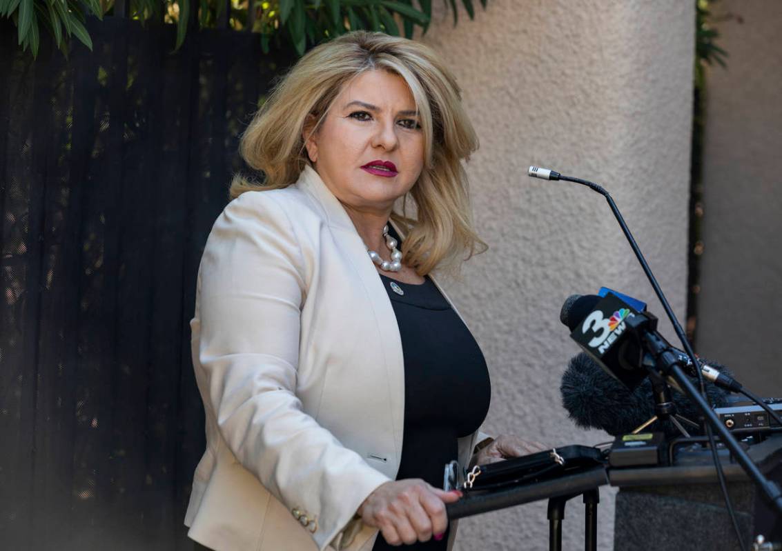 Las Vegas Councilwoman Michele Fiore holds a news conference at her home in Las Vegas on Thursd ...
