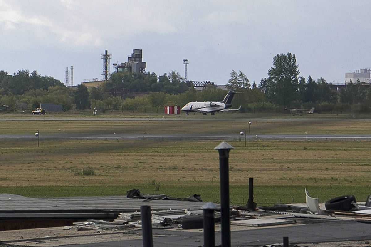 A German special medical plane is seen at the airport of Omsk and ready to pick up Russian oppo ...