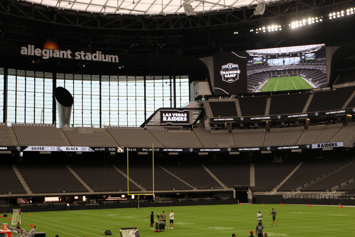 Allegiant Stadium Inside - Raiders' Allegiant Stadium first look | Las Vegas Review ... : It is introducing itself to the nation tonight as the las vegas raiders' play their first home game.
