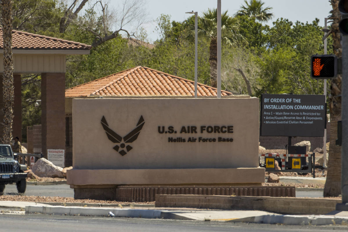 Nellis Air Force Base, seen in May 2020 in Las Vegas. (L.E. Baskow/Las Vegas Review-Journal) @L ...
