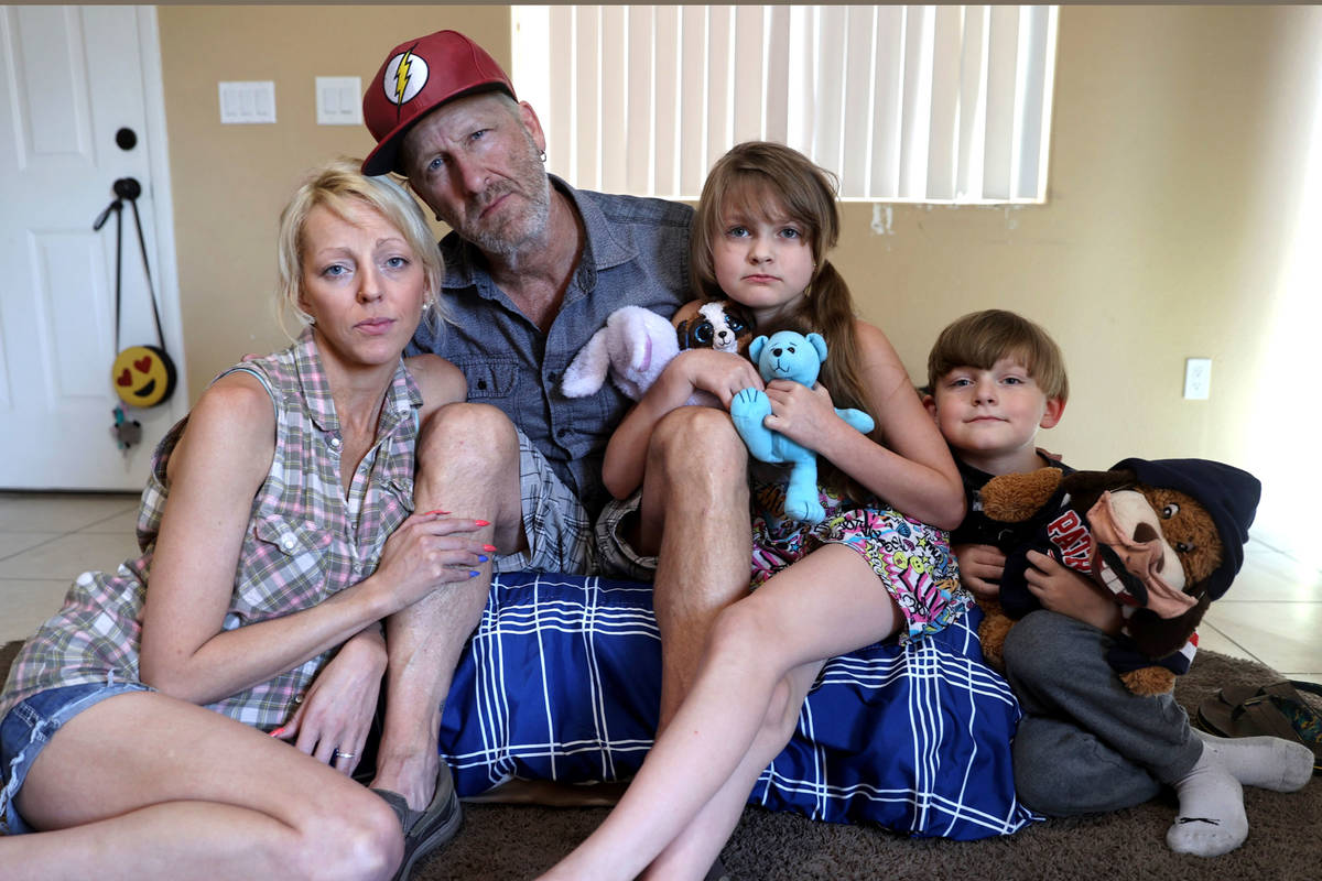 Entertainers Joe and Jessica Trammel with two of their children, Jett, 6, and June River, 10, a ...
