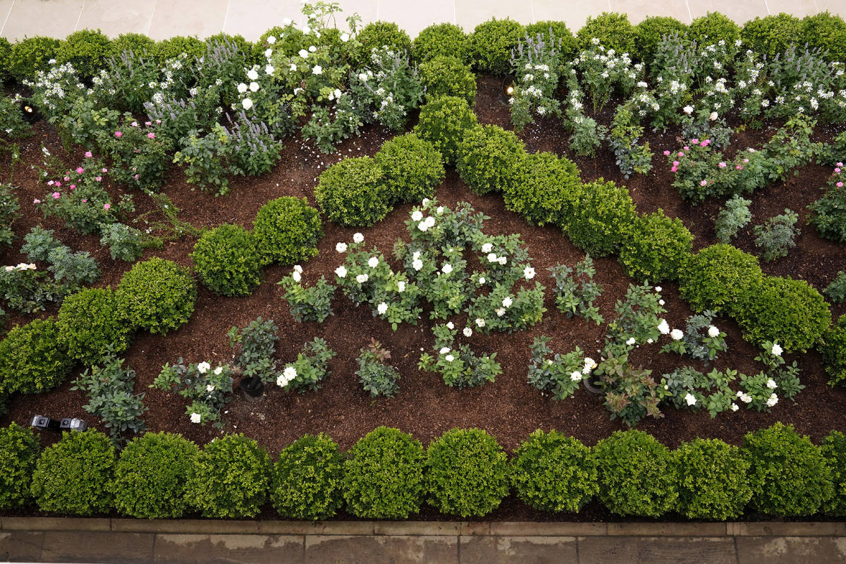 A view of the restored Rose Garden is seen at the White House in Washington, Saturday, Aug. 22, ...