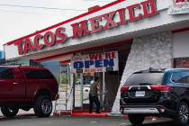A car crashed into a Tacos Mexico on Charleston Boulevard, just east of Maryland Parkway, in La ...