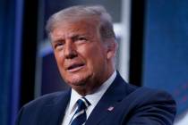 President Donald Trump speaks to the 2020 Council for National Policy Meeting, Friday, Aug. 21, ...
