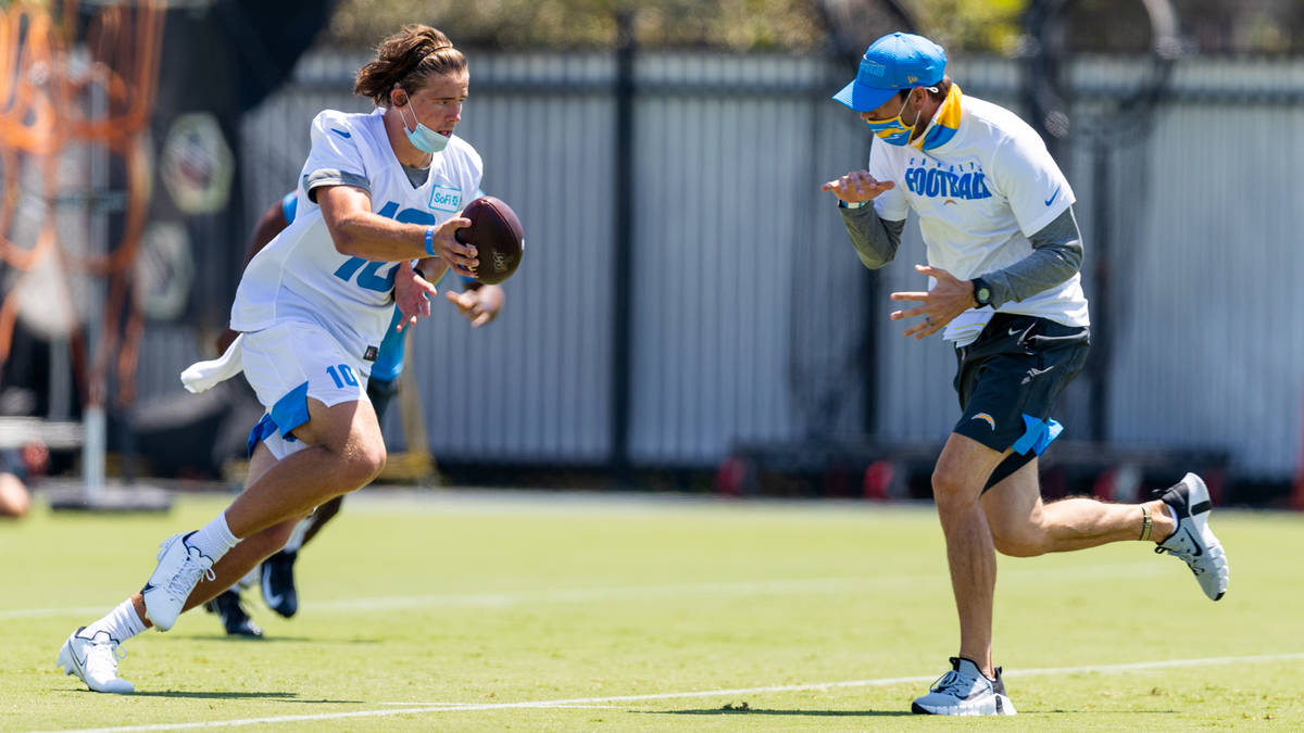 The Los Angeles Chargers 2020 Rookie Class works out on Thursday, July 30, 2020 at Hoag Perform ...