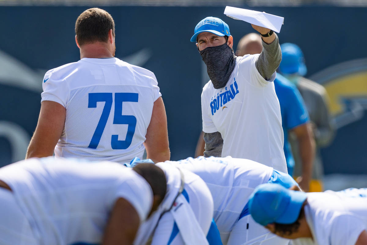 The Los Angeles Chargers practice during the acclimation period of Training Camp on Monday, Aug ...