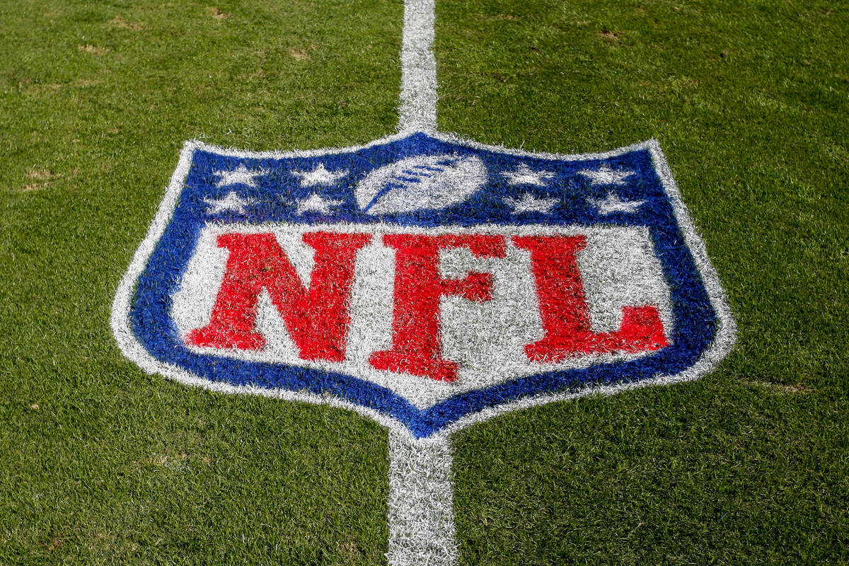 In this Nov. 4, 2018 file photo, the NFL logo is displayed on the field at the Bank of American ...
