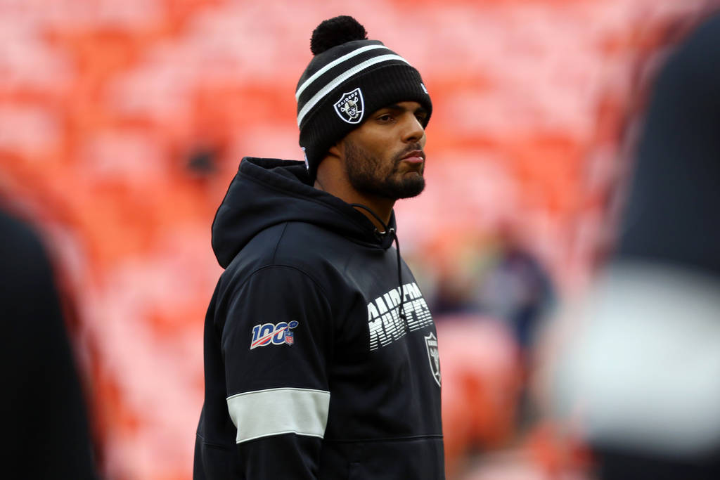 Oakland Raiders wide receiver Tyrell Williams walks on the field during pregame warmups before ...