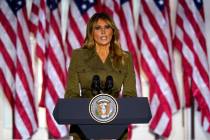 First lady Melania Trump speaks on the second day of the Republican National Convention from th ...