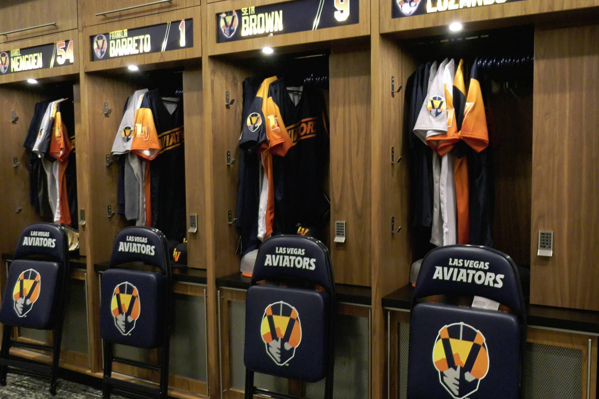 The Las Vegas Aviators' locker room at Las Vegas Ballpark in Las Vegas on Thursday, July 16, 20 ...