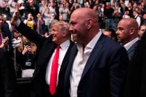 President Donald Trump and UFC president Dana White arrive at Madison Square Garden to attend t ...