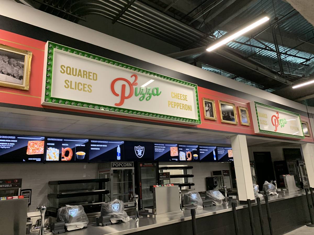 A pizza restaurant inside Allegiant Stadium. (Las Vegas Review-Journal)