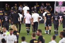 Inter Miami players leave the field after the team's MLS soccer match against Atlanta United wa ...