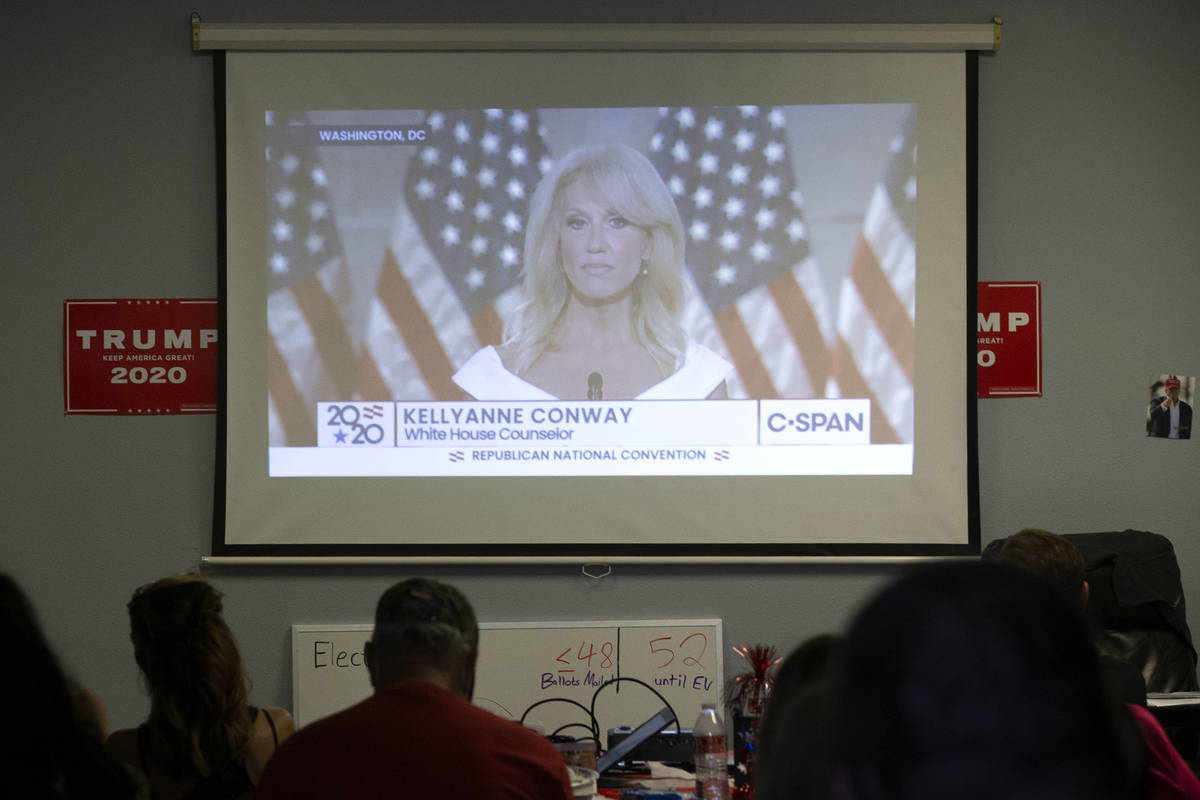 Kellyanne Conway, counselor to President Trump, takes the stage at the Republican National Conv ...
