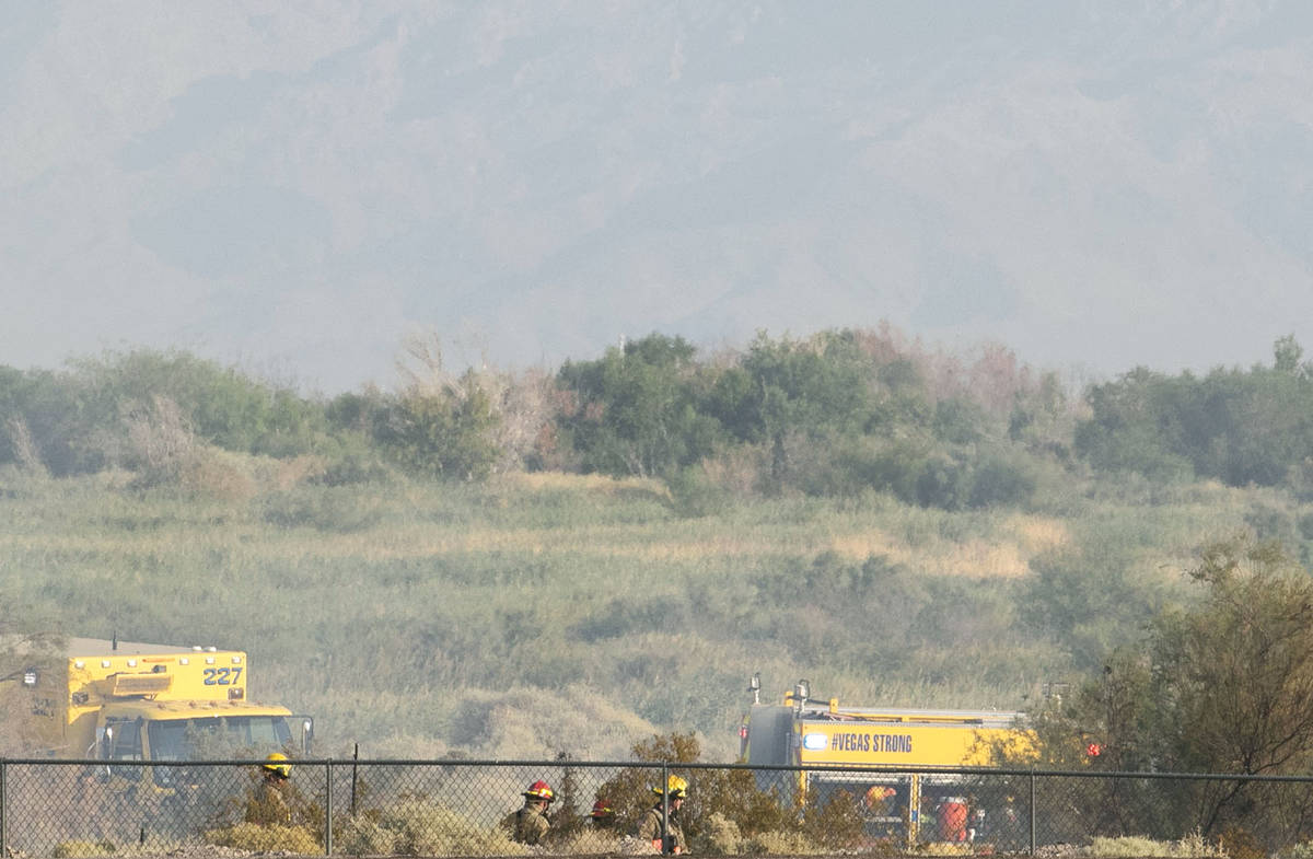 The Clark County Fire Department is fighting a fire at the Clark County Wetlands Park, on Thurs ...
