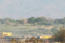 The Clark County Fire Department is fighting a fire at the Clark County Wetlands Park, on Thurs ...