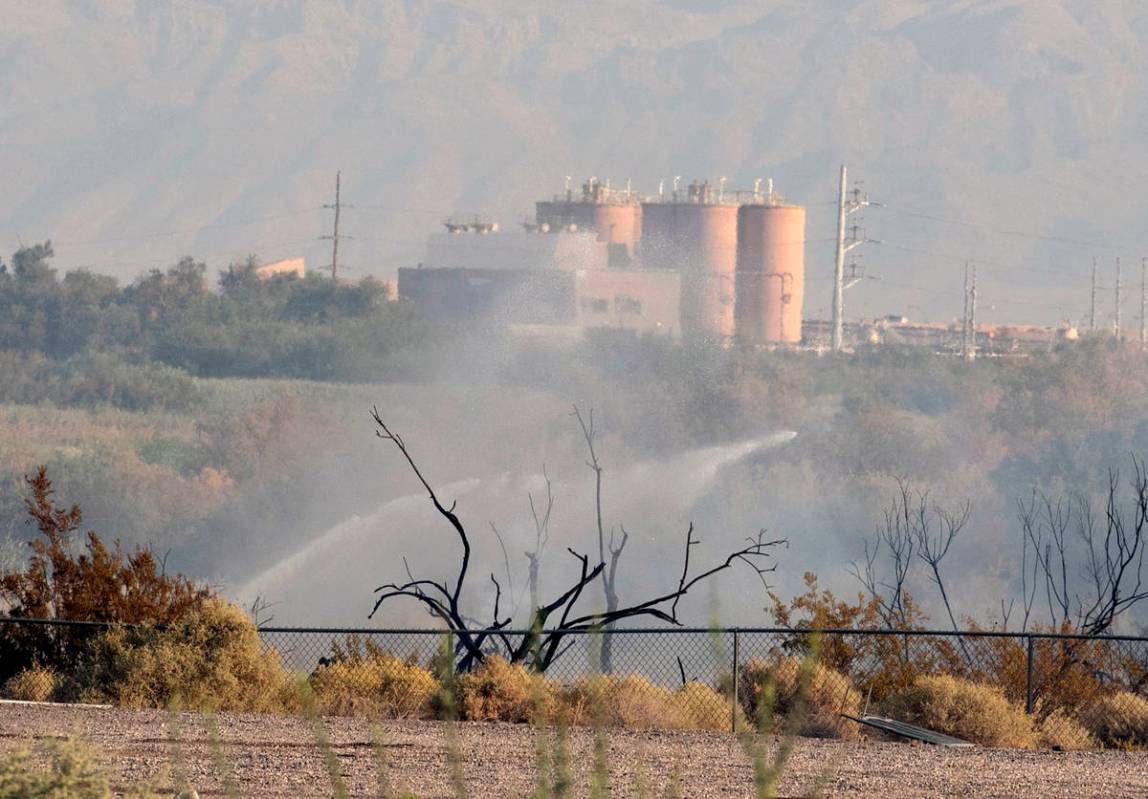 The Clark County Fire Department is fighting a fire at the Clark County Wetlands Park, on Thurs ...