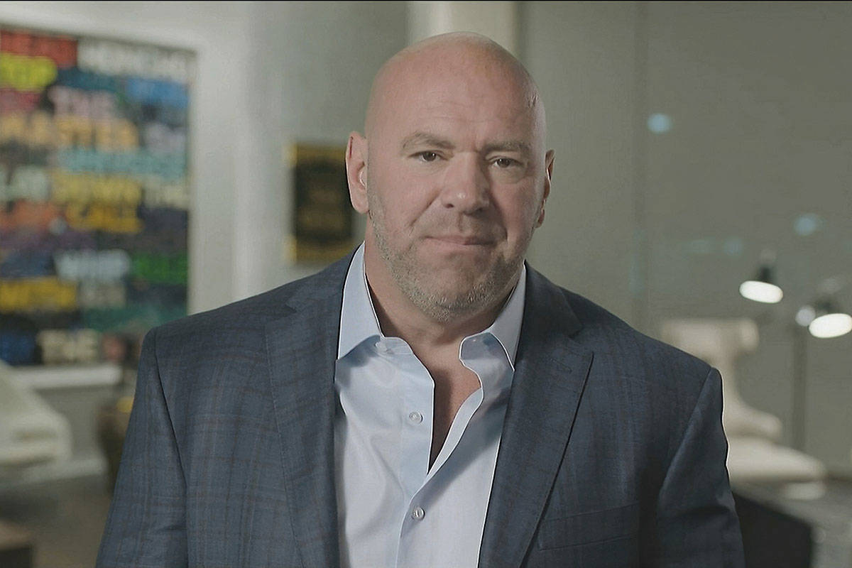 In this image from video, Ultimate Fighting Championship president Dana White speaks during the ...