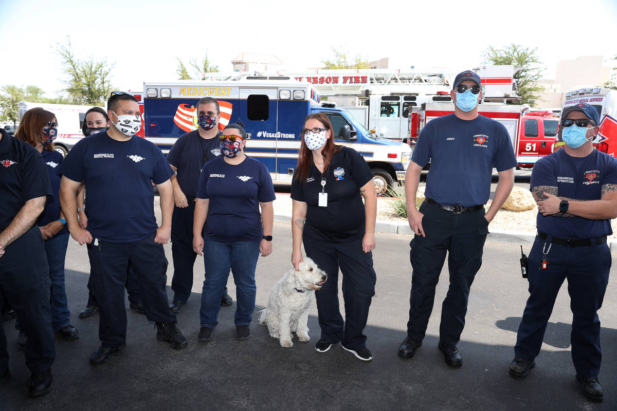 Multi-agency paramedics attend the release from the hospital of paramedic John Foster, a recove ...