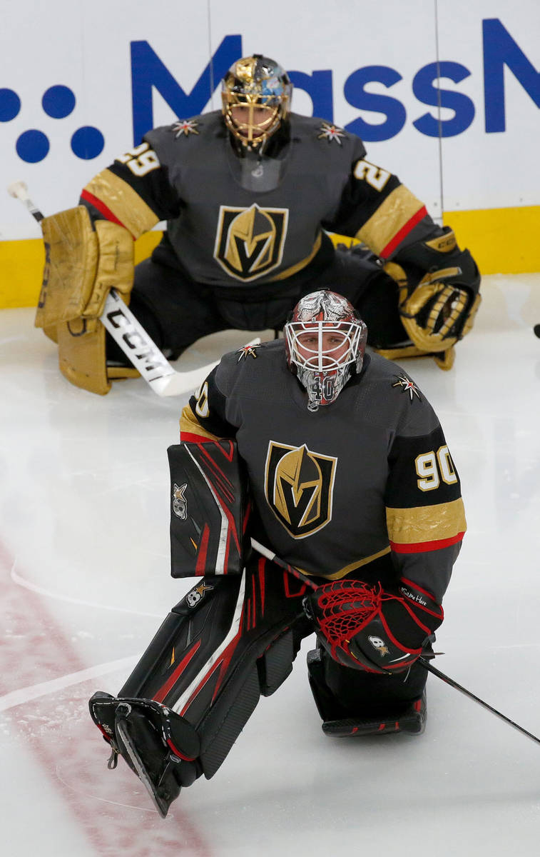 Chitose Suzuki/Special to the Pahrump Valley Times Vegas Golden Knights goaltenders Robin Lehne ...