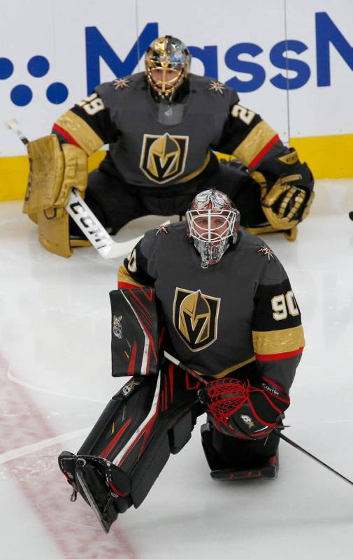 Chitose Suzuki/Special to the Pahrump Valley Times Vegas Golden Knights goaltenders Robin Lehne ...