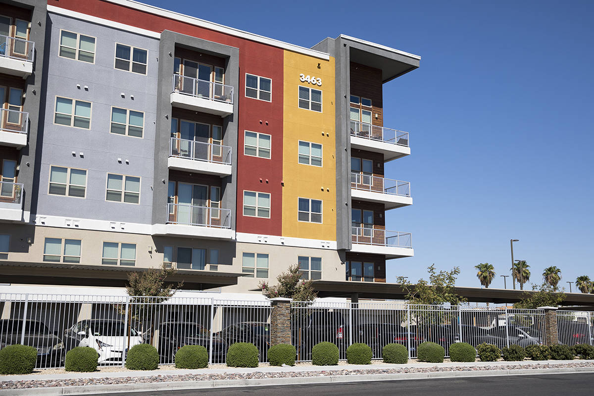 The apartment complex where a homicide took place on the 3400 block of Procyon Street in Las Ve ...