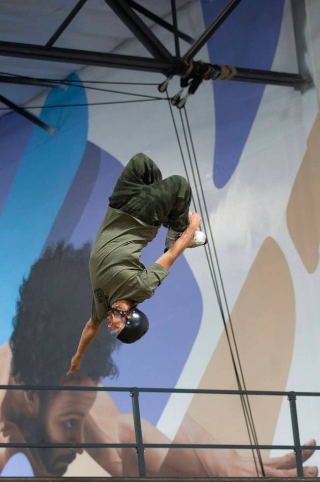 Inline skater Marco De Santi, formerly wiith "The Beatles Love" show, practices at the Las Vega ...