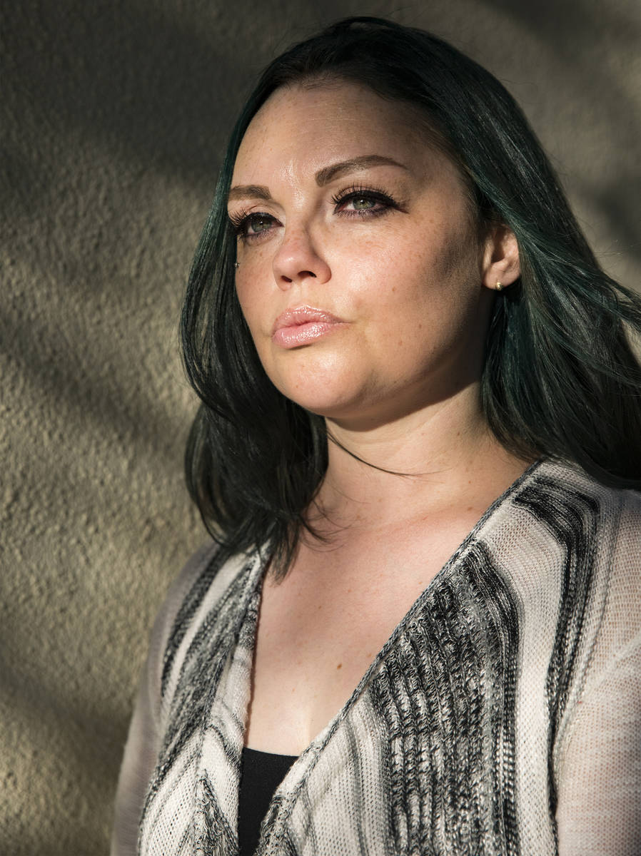 Alisha Burns in downtown Las Vegas on Aug. 4, 2020. She is asking a judge to reverse her second ...
