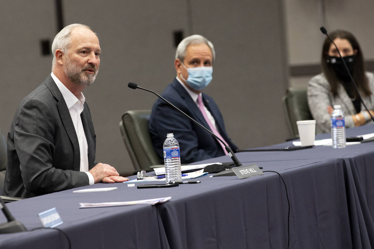 Steve Hill, CEO of the Las Vegas Convention and Visitors Authority, speaks during meeting on Tu ...