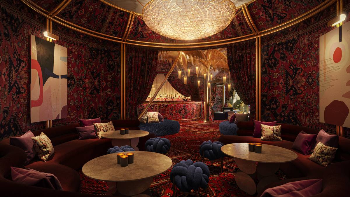A rendering of the Shag Room, part of the Commons Club area of the hotel. (Virgin Hotels Las Vegas)