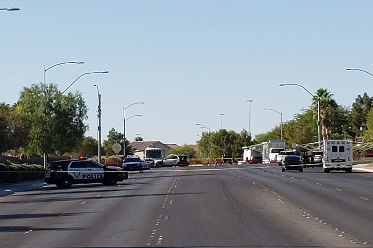 Police presence near the intersection of Grand Teton Drive and El Capitan Way near the site of ...