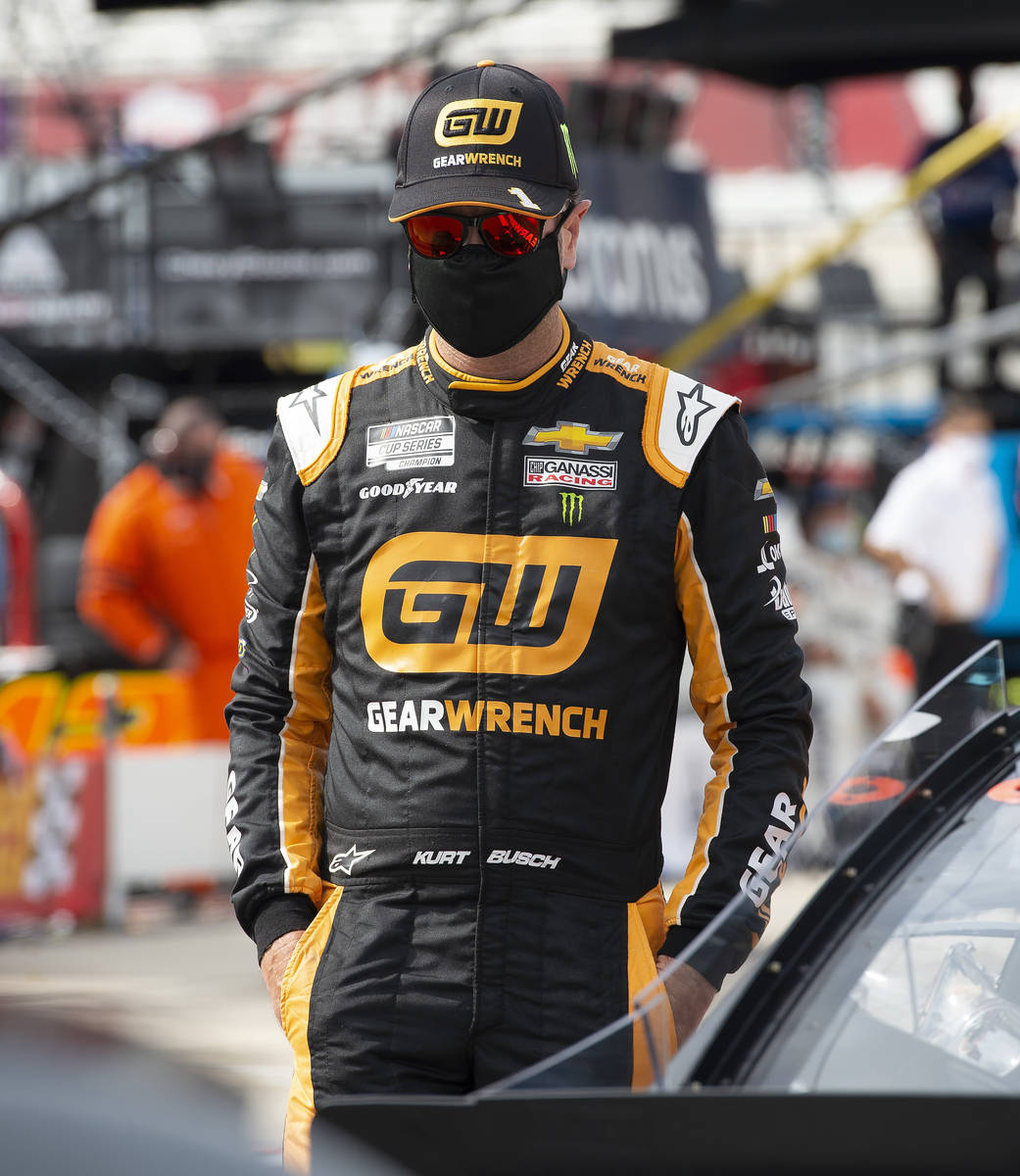 Kurt Busch (1) during a NASCAR Cup Series auto race at Dover International Speedway, Saturday, ...