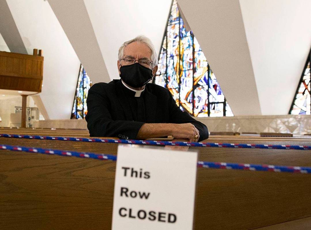 Bishop George Leo Thomas of the Diocese of Las Vegas poses for a photo at Guardian Angel Cathed ...