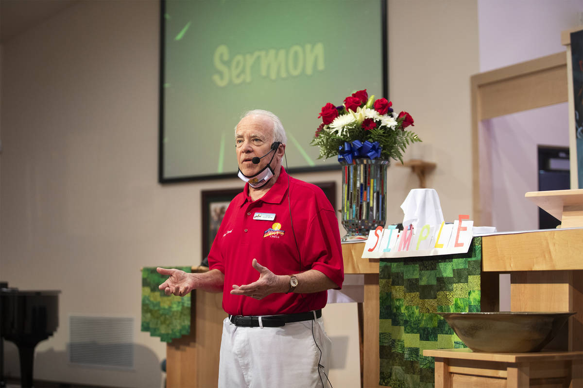 Pastor David Miller delivers a sermon to a small group of attendees and viewers around the coun ...
